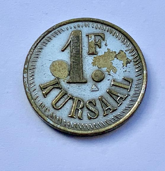 Rare 1 Franc Kursaal Casion token coin from Lebanon dating from the 1920's
